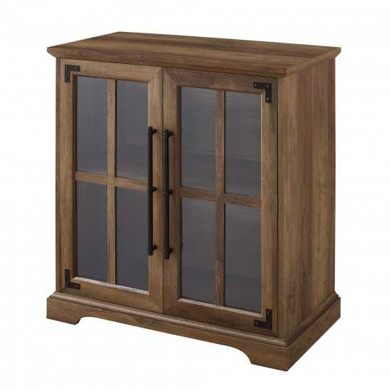 Modern Farmhouse Windowpane 2-Door Accent Cabinet – Rustic Oak