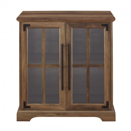 Modern Farmhouse Windowpane 2-Door Accent Cabinet – Rustic Oak