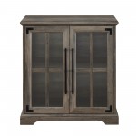 Modern Farmhouse Windowpane 2-Door Accent Cabinet – Grey Wash