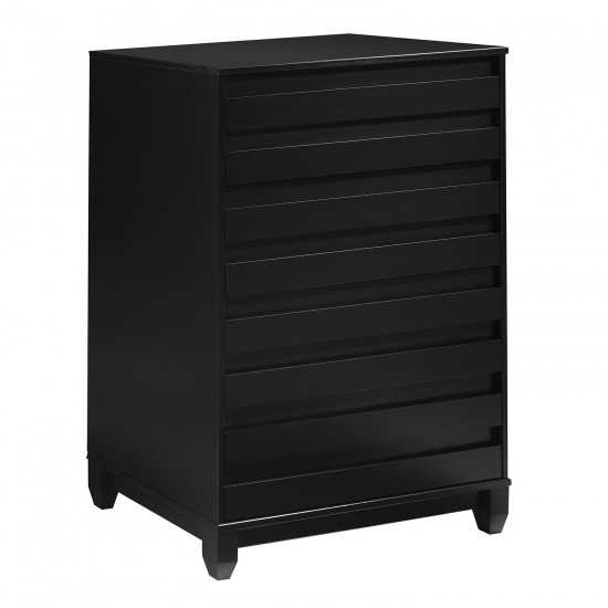 4-Drawer Solid Wood Contemporary Chest - Black