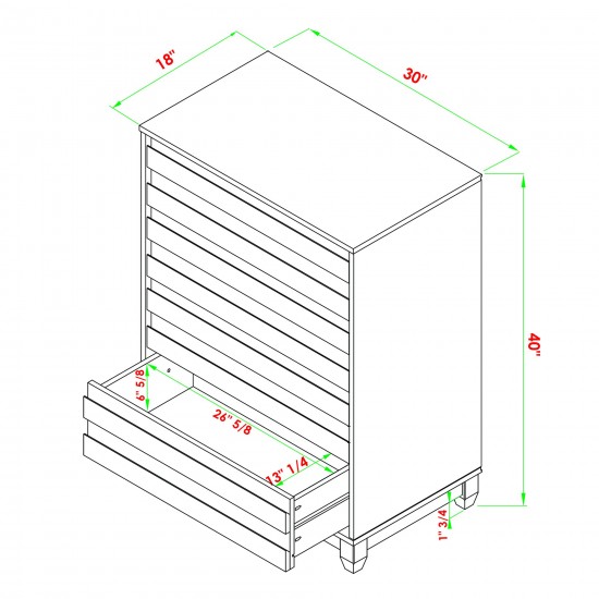 4-Drawer Solid Wood Contemporary Chest - Black