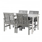 Vincent 5 Piece Outdoor Dining Table Set - White Wash/Grey