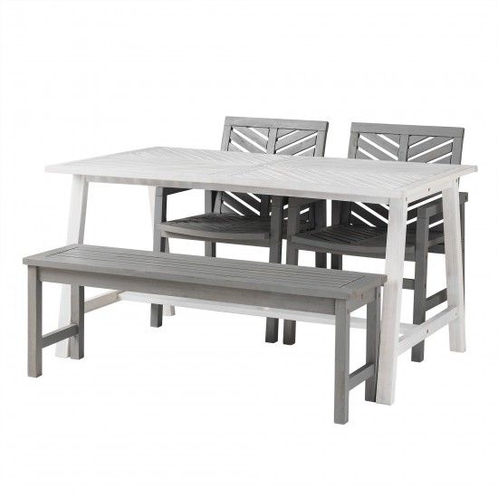 Vincent 4 Piece Outdoor Dining Table Set - White Wash/Grey