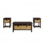 3 Piece Mission Storage Coffee Table and Side Tables - Espresso