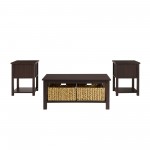 3 Piece Mission Storage Coffee Table and Side Tables - Espresso