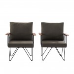 Rio 2 Piece Metal and Wood Hairpin Leg Patio Chair - Clove Brown