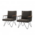 Rio 2 Piece Metal and Wood Hairpin Leg Patio Chair - Clove Brown