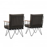 Rio 2 Piece Metal and Wood Hairpin Leg Patio Chair - Clove Brown