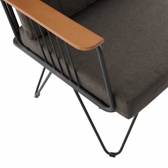 Rio 2 Piece Metal and Wood Hairpin Leg Patio Chair - Clove Brown