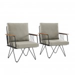 Rio 2 Piece Metal and Wood Hairpin Leg Patio Chair - Sandstone