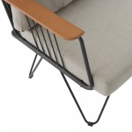 Rio 2 Piece Metal and Wood Hairpin Leg Patio Chair - Sandstone