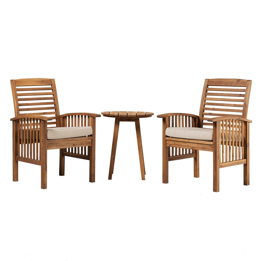 3-Piece Acacia Wood Conversation Set - Brown