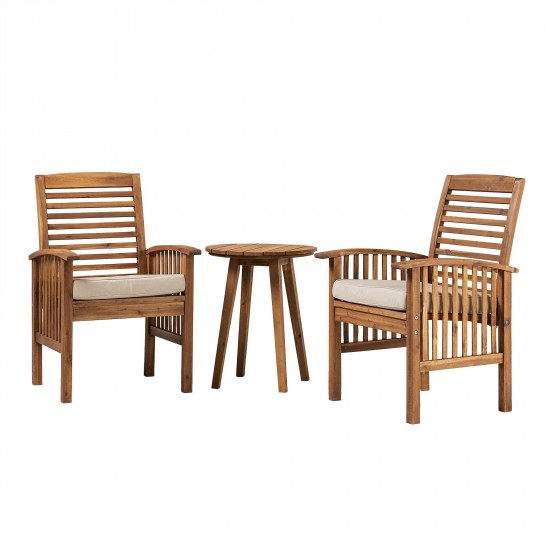 3-Piece Acacia Wood Conversation Set - Brown