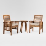 3-Piece Acacia Wood Conversation Set - Brown