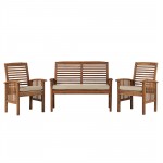 3-Piece Acacia Patio Chat Set - Brown