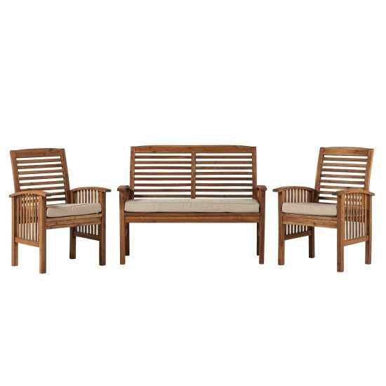 3-Piece Acacia Patio Chat Set - Brown