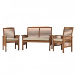 3-Piece Acacia Patio Chat Set - Brown