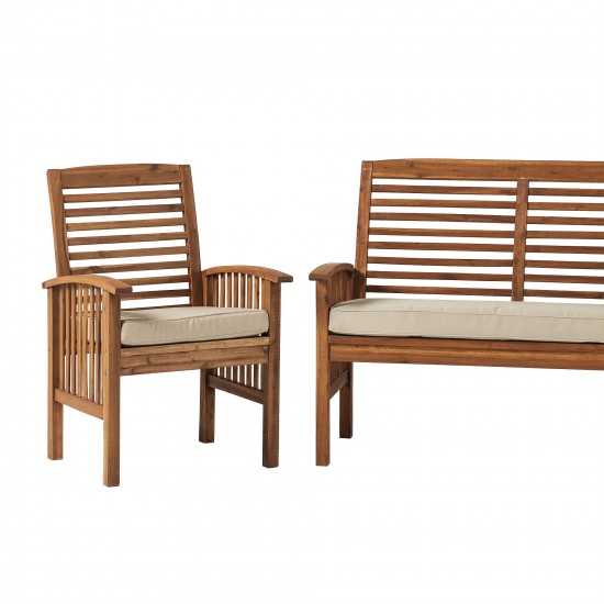 3-Piece Acacia Patio Chat Set - Brown