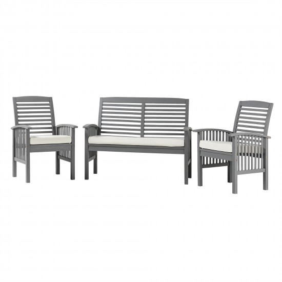 3-Piece Acacia Patio Chat Set - Grey Wash