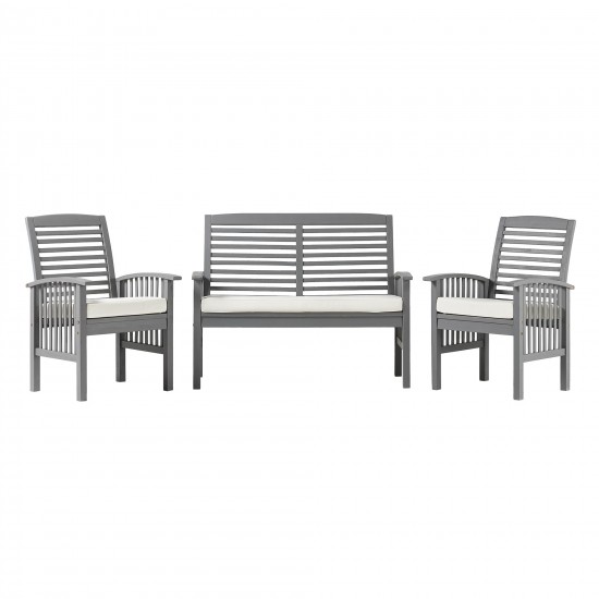 3-Piece Acacia Patio Chat Set - Grey Wash