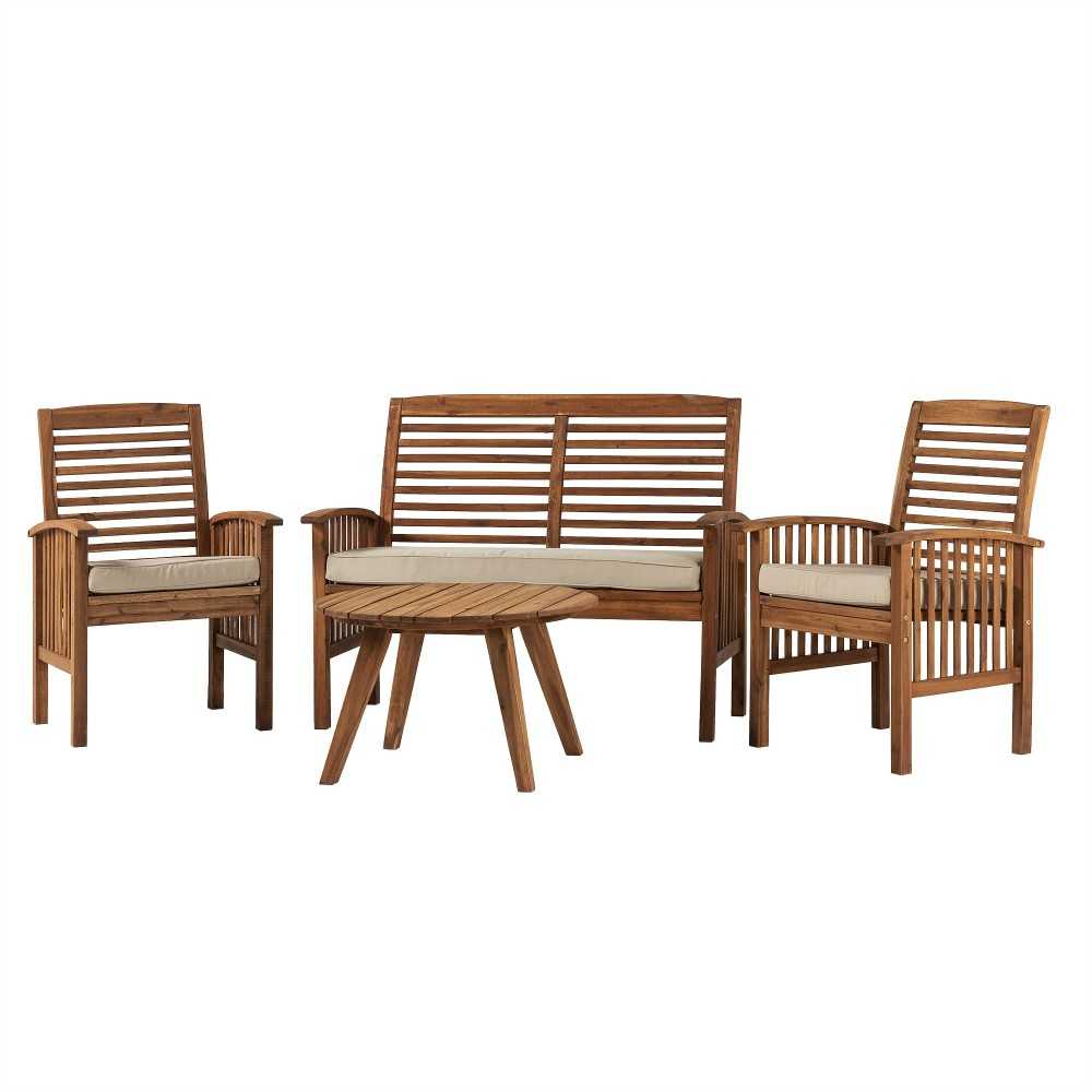 4-Piece Acacia Wood Conversation Set - Brown