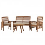 4-Piece Acacia Wood Conversation Set - Brown