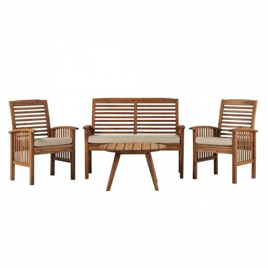 4-Piece Acacia Wood Conversation Set - Brown