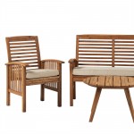 4-Piece Acacia Wood Conversation Set - Brown