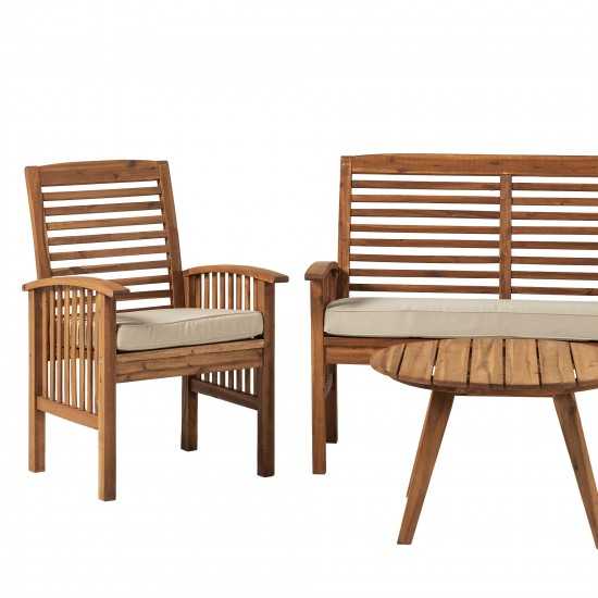 4-Piece Acacia Wood Conversation Set - Brown