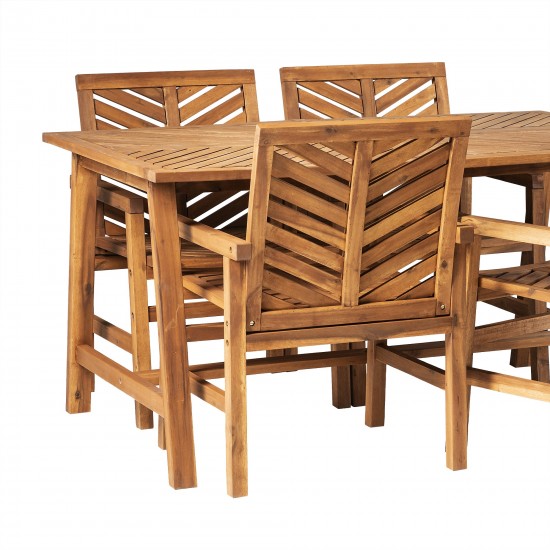 Solid Acacia Wood 5-Piece Chevron Dining Set - Brown