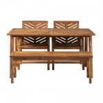 Solid Acacia Wood 4-Piece Chevron Dining Set - Brown