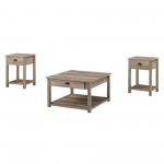 3-Piece Country Coffee Table and Side Table Set - Grey Wash