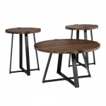 3 Piece Metal Wrap Coffee & Side Table Group - Dark Walnut