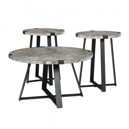 3 Piece Metal Wrap Coffee & Side Table Group - Slate Gray