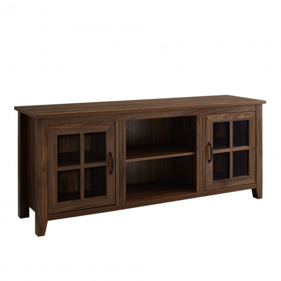 Classic Glass Door TV Console for TVs up to 65” – Dark Walnut