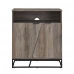 Contemporary Asymmetrical Angled Door Accent Cabinet - Grey Wash