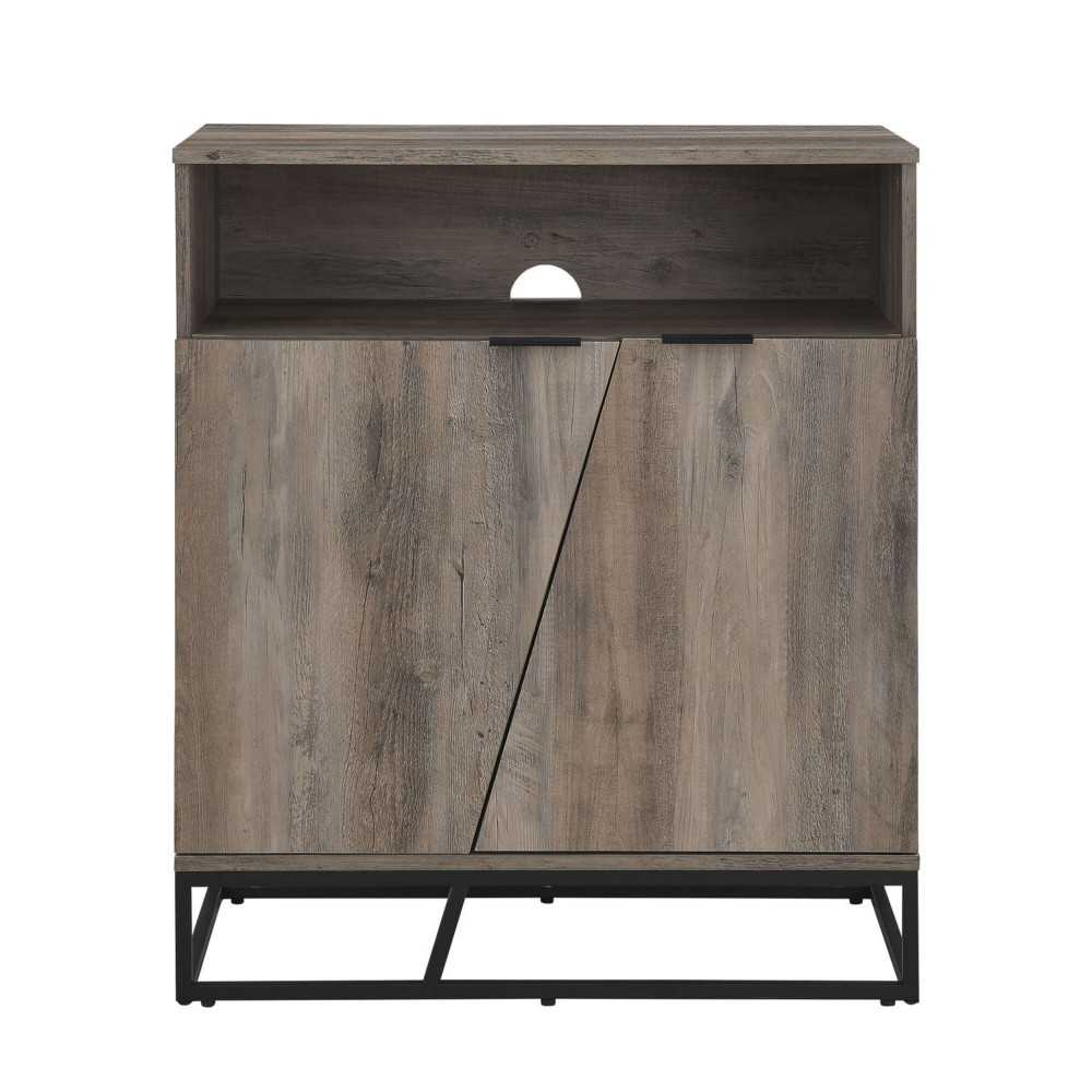 Contemporary Asymmetrical Angled Door Accent Cabinet - Grey Wash