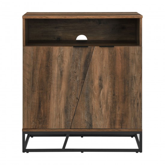 Contemporary Asymmetrical Angled Door Accent Cabinet - Rustic Oak