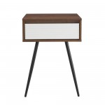 Contemporary Fluted Drawer Side Table – Dark Walnut