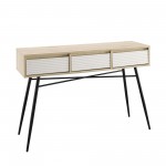 Contemporary Fluted 3-Drawer Entry Table – Birch/Solid White