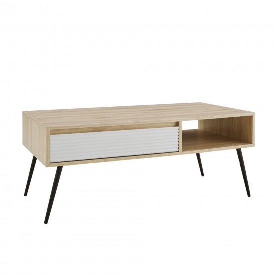 Contemporary Fluted Drawer Coffee Table – Birch