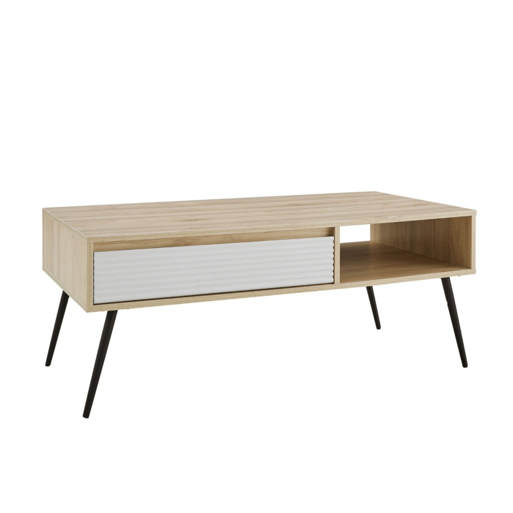 Contemporary Fluted Drawer Coffee Table – Birch Contemporary Fluted Drawer Coffee Table – Birch
