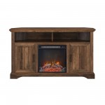 Coastal Grooved Door Fireplace Corner TV Stand for TVs up to 60” - Rustic Oak