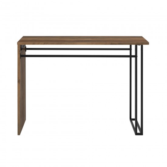 Contemporary Waterfall Metal and Wood Entry Table – Rustic Oak