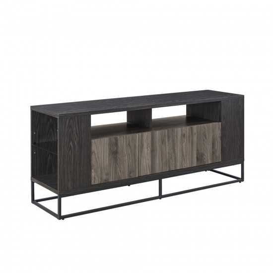 3-Door Metal and Wood TV Stand for TVs up to 65” – Slate Grey/Graphite