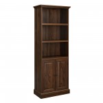 Classic Beveled Door Hutch Bookshelf – Dark Walnut