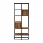 Modern Industrial Metal and Wood Bookshelf – Rustic Oak