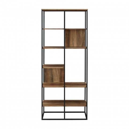 Modern Industrial Metal and Wood Bookshelf – Rustic Oak