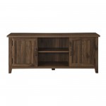 Metal-X Glass Door TV Stand with Metal-X Detail for TVs up to 80” – Dark Walnut
