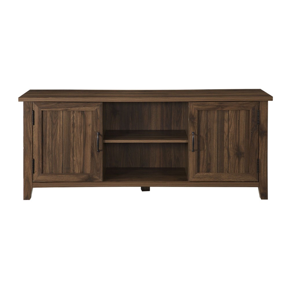 Metal-X Glass Door TV Stand with Metal-X Detail for TVs up to 80” – Dark Walnut Metal-X Glass Door TV Stand with Metal-X Detail for TVs up to 80” – Dark Walnut